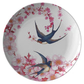 Kate McEnroe New York Swallows in Pink Cherry Blossoms Dinner PlatePlatesP20 - SWA - CBL - B4