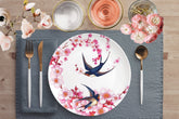 Kate McEnroe New York Swallows in Pink Cherry Blossoms Dinner PlatePlatesP20 - SWA - CBL - S1