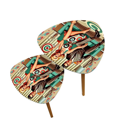 Kate McEnroe New York Swanky Mid Century Modern Nesting Tables, Kitschy 1950s Mod Couple Accent FurnitureNesting TableszOzgjEKihY