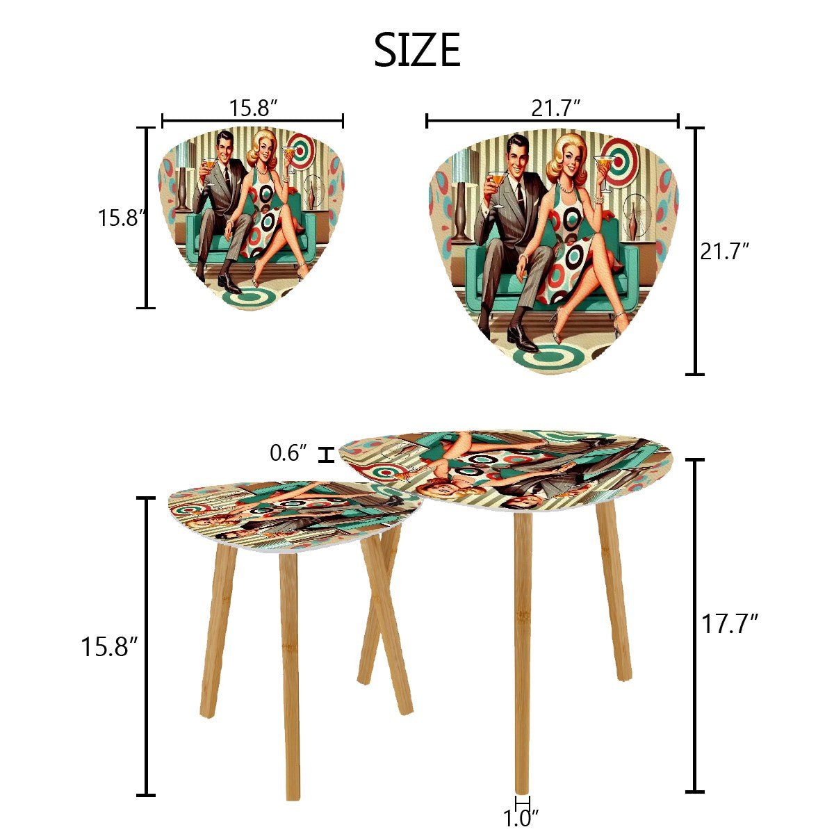 Kate McEnroe New York Swanky Mid Century Modern Nesting Tables, Kitschy 1950s Mod Couple Accent FurnitureNesting TableszOzgjEKihY