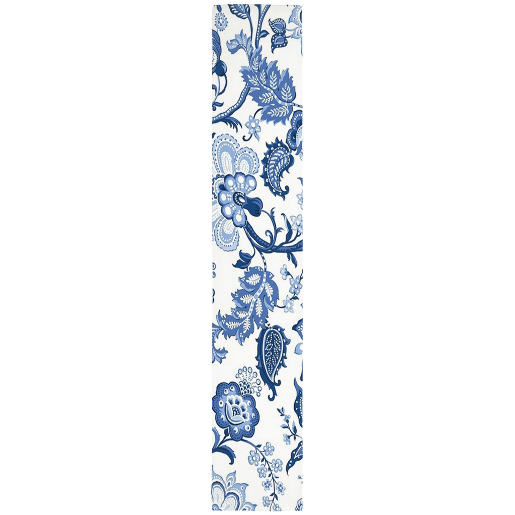 Kate McEnroe New York Table Runner in Luxury Blue and White Floral Chinoiserie Table Runners 16x90 inch TableRunner-CottonTwill-16x90-20220723174059520