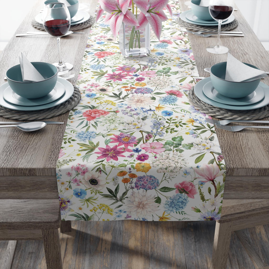 Kate McEnroe New York Table Runner in Watercolor Spring FloralsTable Runners12087551792550413781