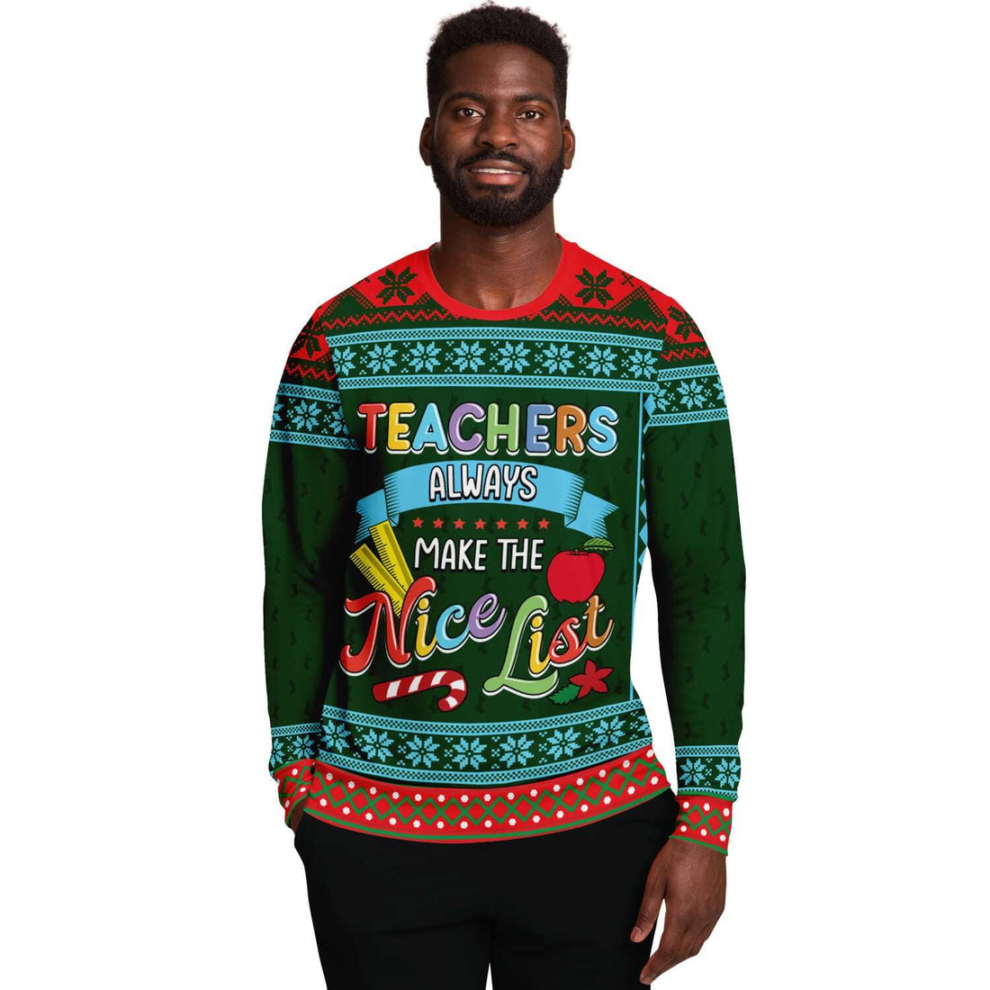 Kate McEnroe New York Teachers Always Make The Nice List Ugly Christmas SweatersSweatshirtSBSWF_D - 4902 - XS