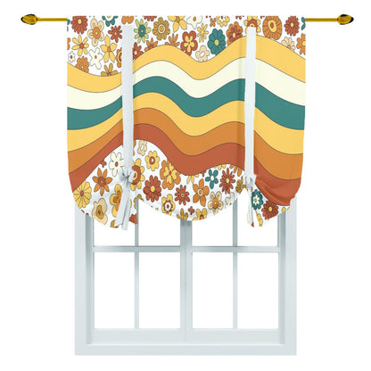 Kate McEnroe New York Tie Up Curtain in Mid Century Modern 70s Groovy Hippie Retro Floral SwirlTie - up Curtains55856