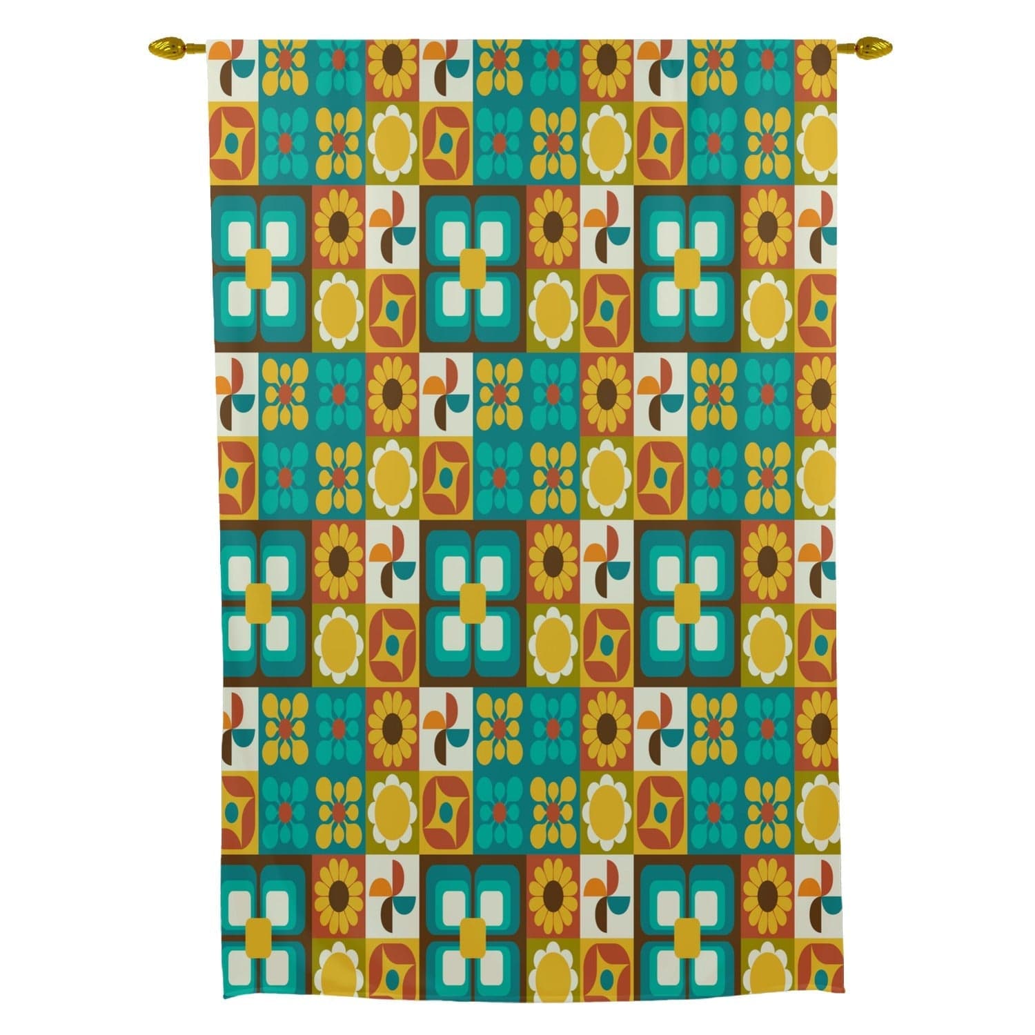 Kate McEnroe New York Tie Up Curtain in Retro Abstract and Florals Mid Mod DaisiesTie - up Curtains55775