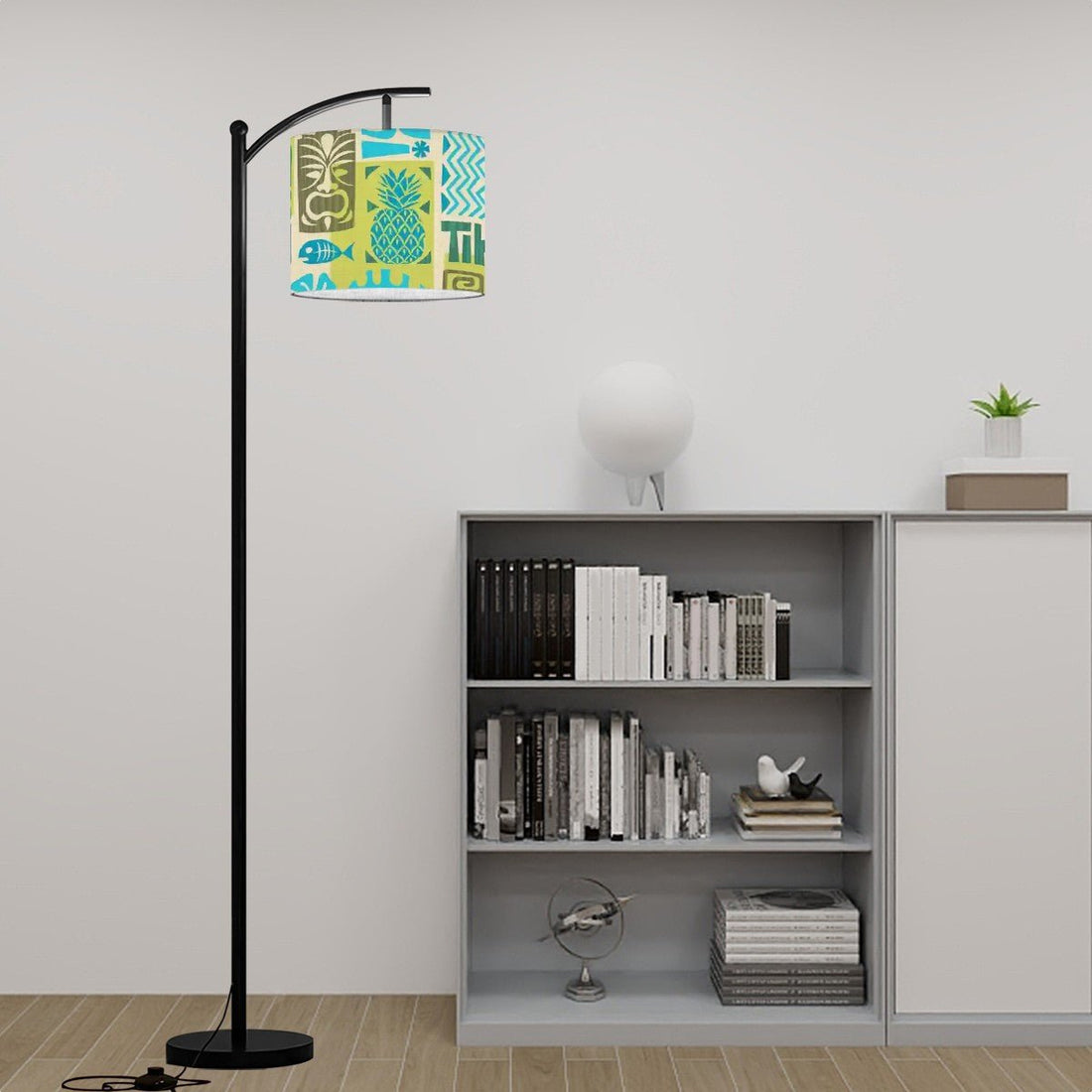 Kate McEnroe New York Tiki Arc Floor Lamp, Mid Century Modern Green Blue Retro Hawaiian LightingFloor Lampsa0Q5TXuFYL