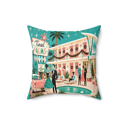 Kate McEnroe New York Tinsel Palms Motel 1950s Palm Springs Christmas Throw PillowThrow Pillows11217912934126304457