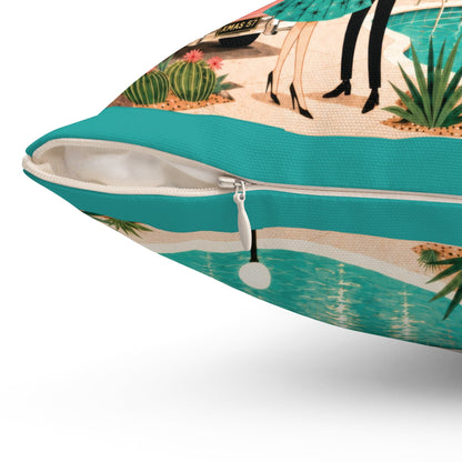 Kate McEnroe New York Tinsel Palms Motel 1950s Palm Springs Christmas Throw PillowThrow Pillows11217912934126304457