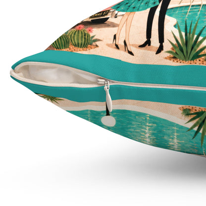 Kate McEnroe New York Tinsel Palms Motel 1950s Palm Springs Christmas Throw PillowThrow Pillows11217912934126304457