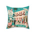 Kate McEnroe New York Tinsel Palms Motel 1950s Palm Springs Christmas Throw PillowThrow Pillows19862305382454035458