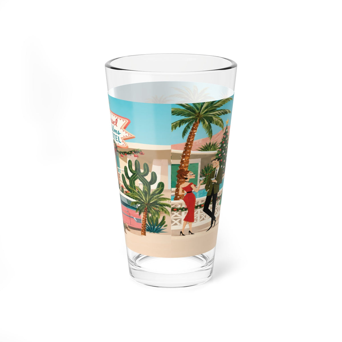 Kate McEnroe New York Tinsel Palms Motel Palm Springs 50s Christmas Mid Century Pint GlassPint Glasses36856450728997495365