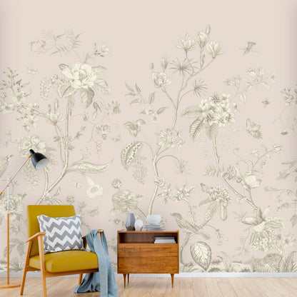 Kate McEnroe New York Toile de Jour Botanical Garden Peel - and - Stick Wallpaper MuralWall Mural111016