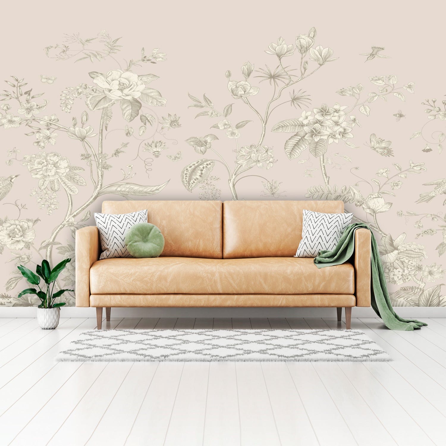 Kate McEnroe New York Toile de Jour Botanical Garden Peel - and - Stick Wallpaper MuralWall Mural111017