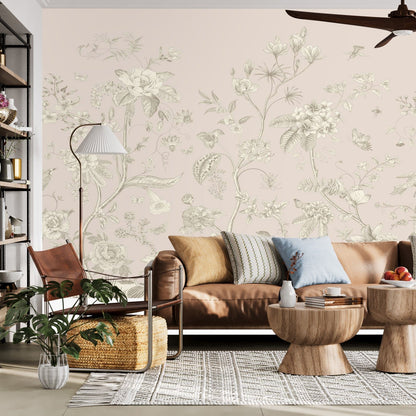 Kate McEnroe New York Toile de Jour Botanical Garden Peel - and - Stick Wallpaper MuralWall Mural111021