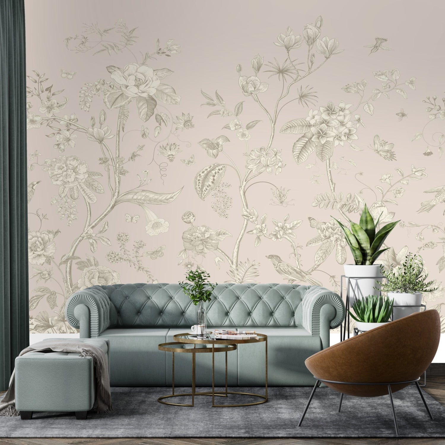 Kate McEnroe New York Toile de Jour Botanical Garden Peel - and - Stick Wallpaper MuralWall Mural111021