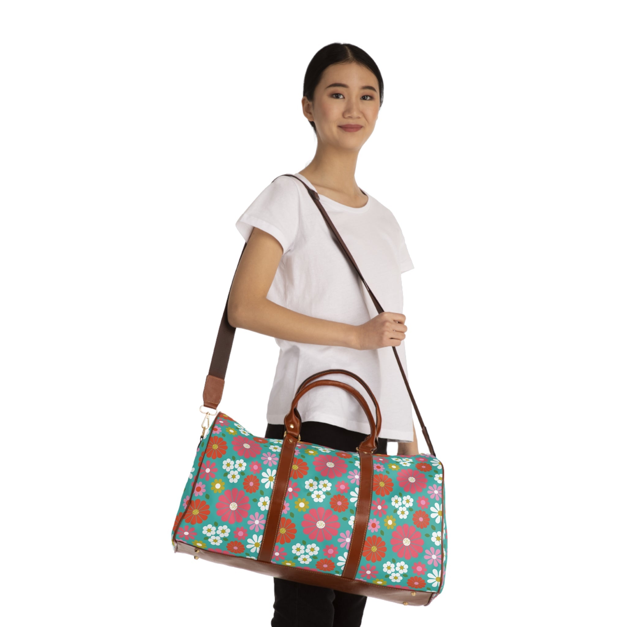 Kate McEnroe New York Travel Bag - Mid century Modern 70s Retro Groovy Flower PowerDuffel Bags28450120287464573059