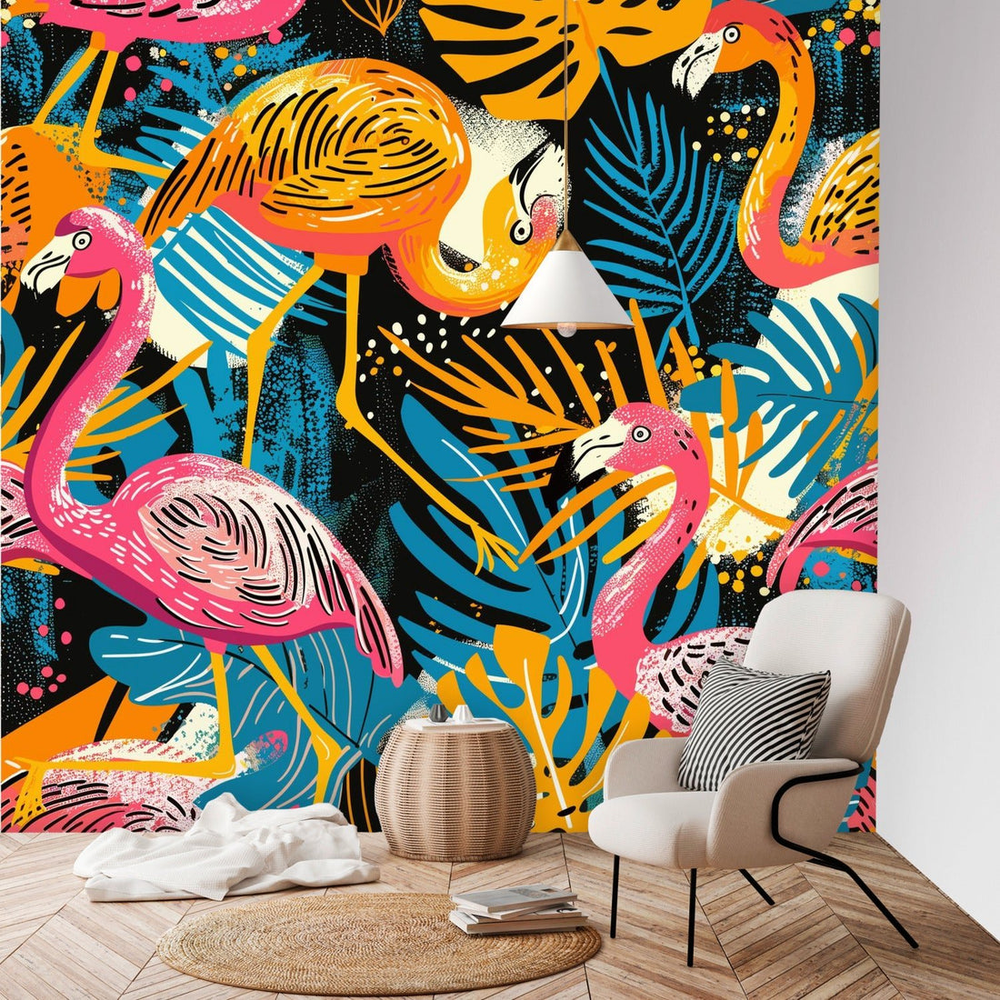 Kate McEnroe New York Tropical Flamingo Fiesta Retro Wall MuralWall Mural119601