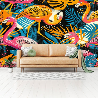 Kate McEnroe New York Tropical Flamingo Fiesta Retro Wall MuralWall Mural119604