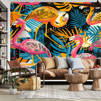 Kate McEnroe New York Tropical Flamingo Fiesta Retro Wall MuralWall Mural119608