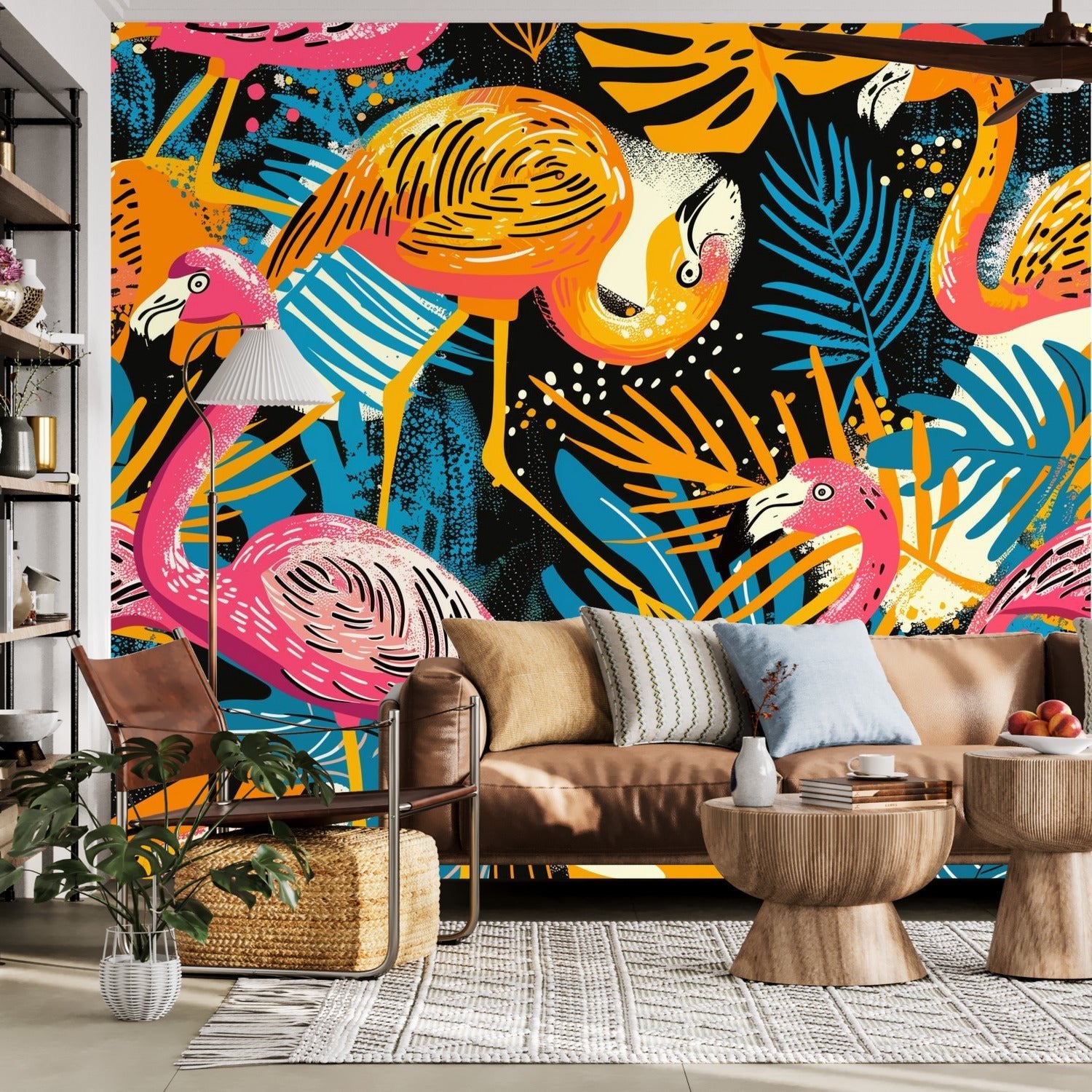 Kate McEnroe New York Tropical Flamingo Fiesta Retro Wall MuralWall Mural119611