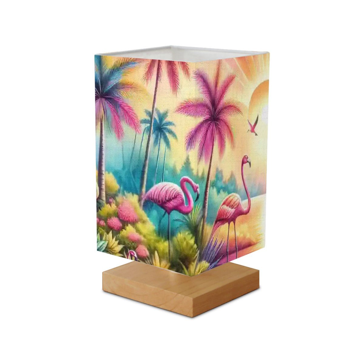 Kate McEnroe New York Tropical Flamingo Jungle Table Lamp, Retro Sunset Palm Accent, Vintage Vacation LightTable LampsZudFSg6zk8