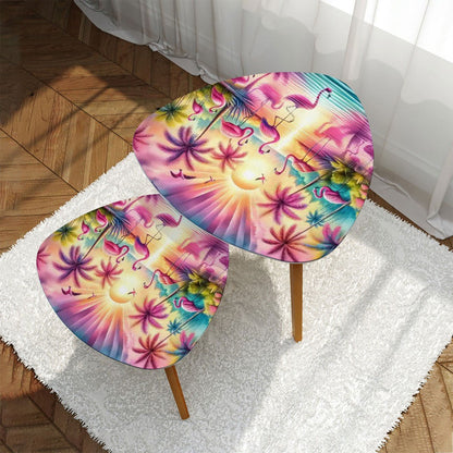 Kate McEnroe New York Tropical Flamingo Sunset Nesting Tables, Retro Coastal Living Room Accent, Mid Mod Beachy Coffee Table SetNesting TablesjmjNDZn6AD