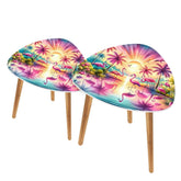 Kate McEnroe New York Tropical Flamingo Sunset Nesting Tables, Retro Coastal Living Room Accent, Mid Mod Beachy Coffee Table SetNesting TablesnxPLMqSOxXyNC