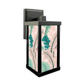 Kate McEnroe New York Tropical Palm Leaf Outdoor Wall Sconce, Pink and Teal Retro Porch Light, Mid Century Modern 50s Patio FixtureOutdoor Wall LightsCFQRaq40oa