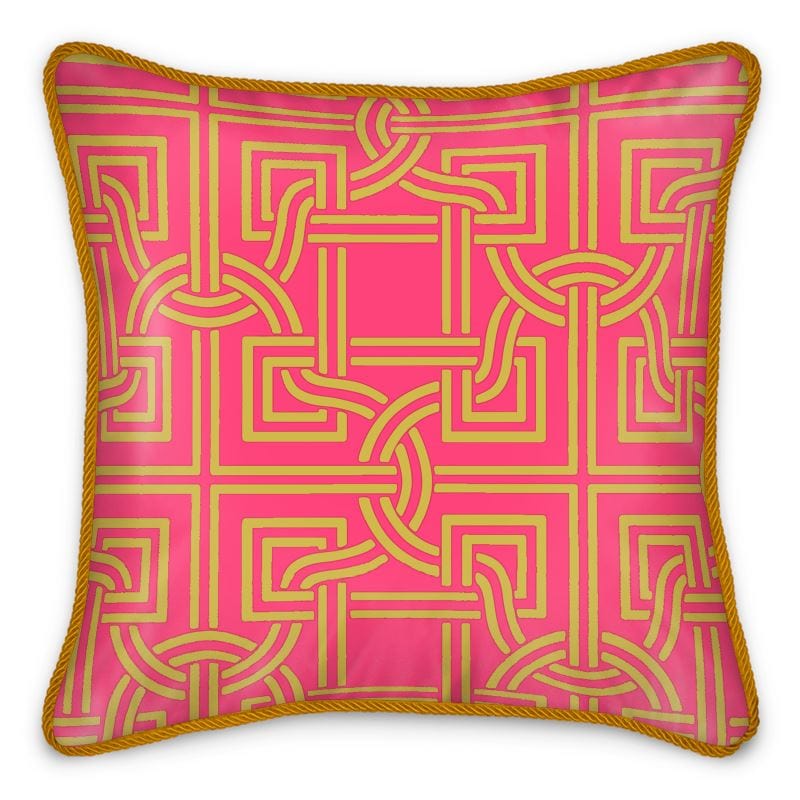 Versailles Geo Duck Feather Silk Pillow