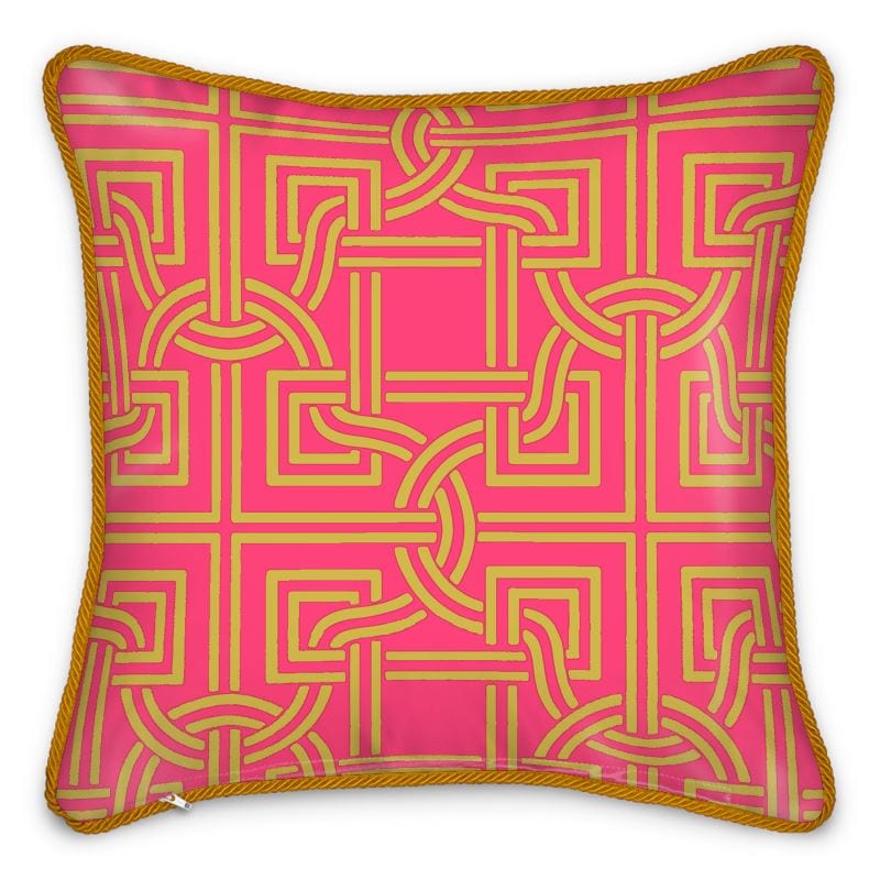 Versailles Geo Duck Feather Silk Pillow
