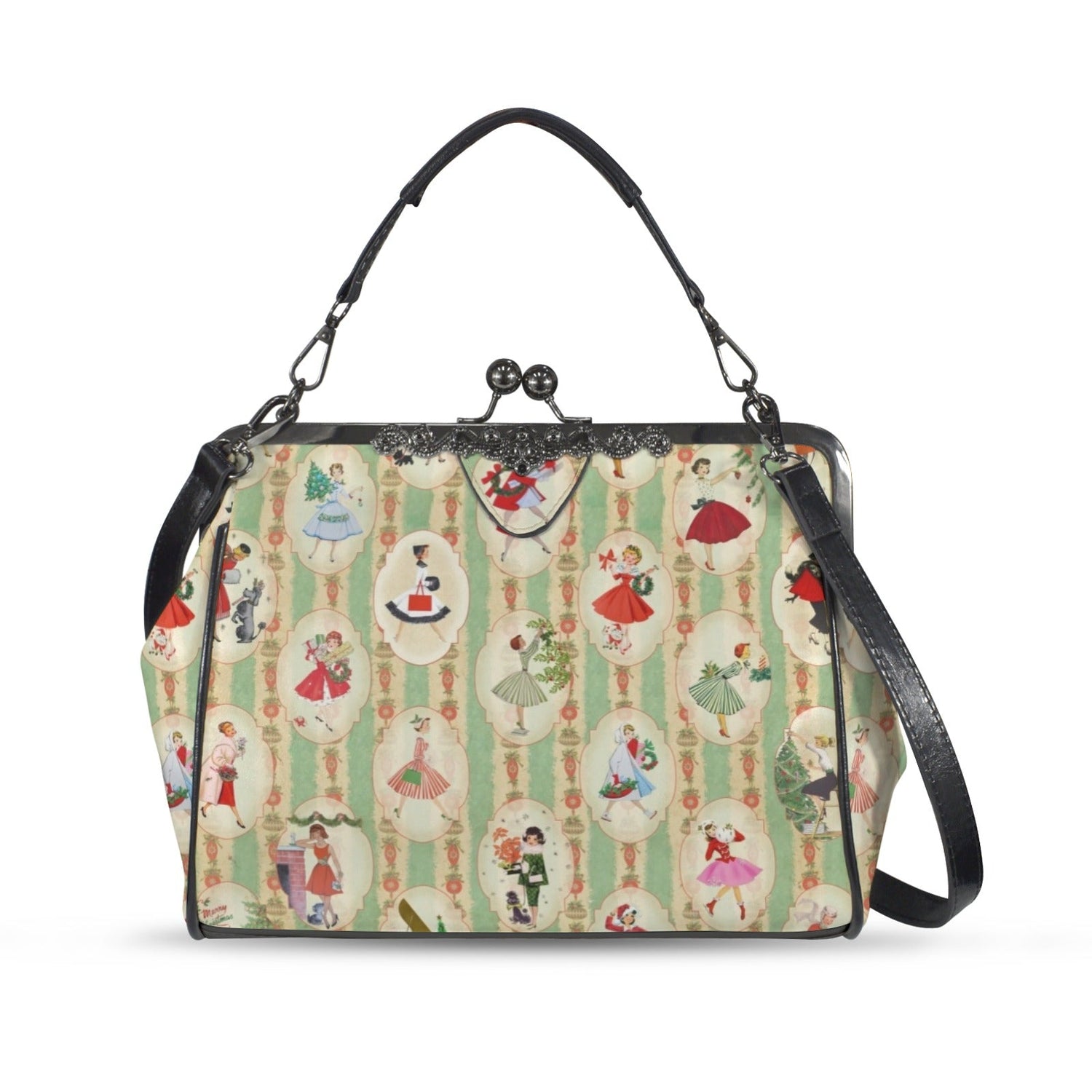 Kate McEnroe New York Vintage 50s Kitsch Christmas Kisslock Bag, Mid Century Retro Holiday PurseCrossbody BagsD3194584