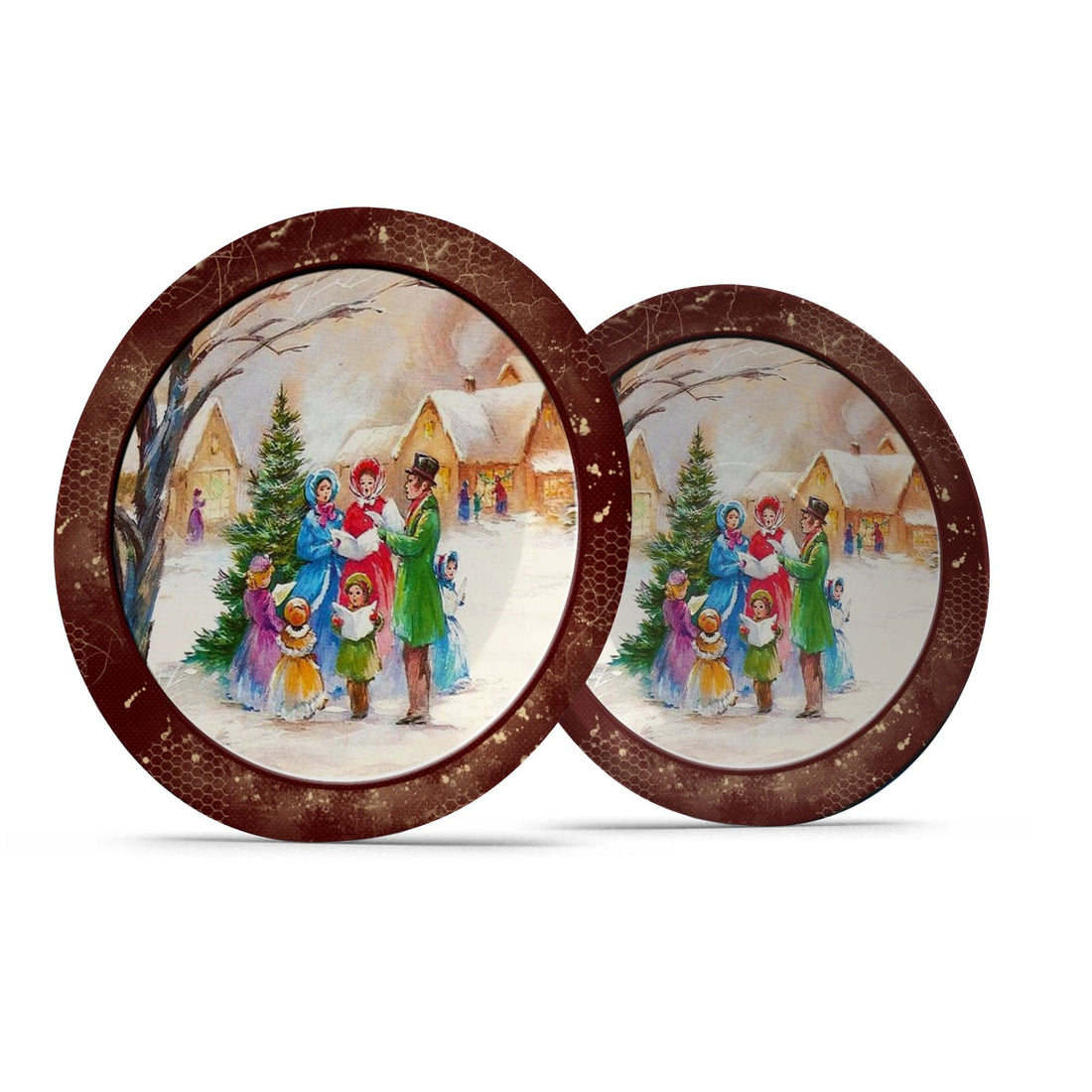 Kate McEnroe New York Vintage Brown Christmas Carolers Scene Dinner PlatePlates9820TWO