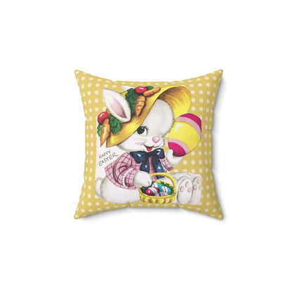 Kate McEnroe New York Vintage Bunny Rabbit Easter Card Inspired Throw Pillow Cover Throw Pillow Covers
