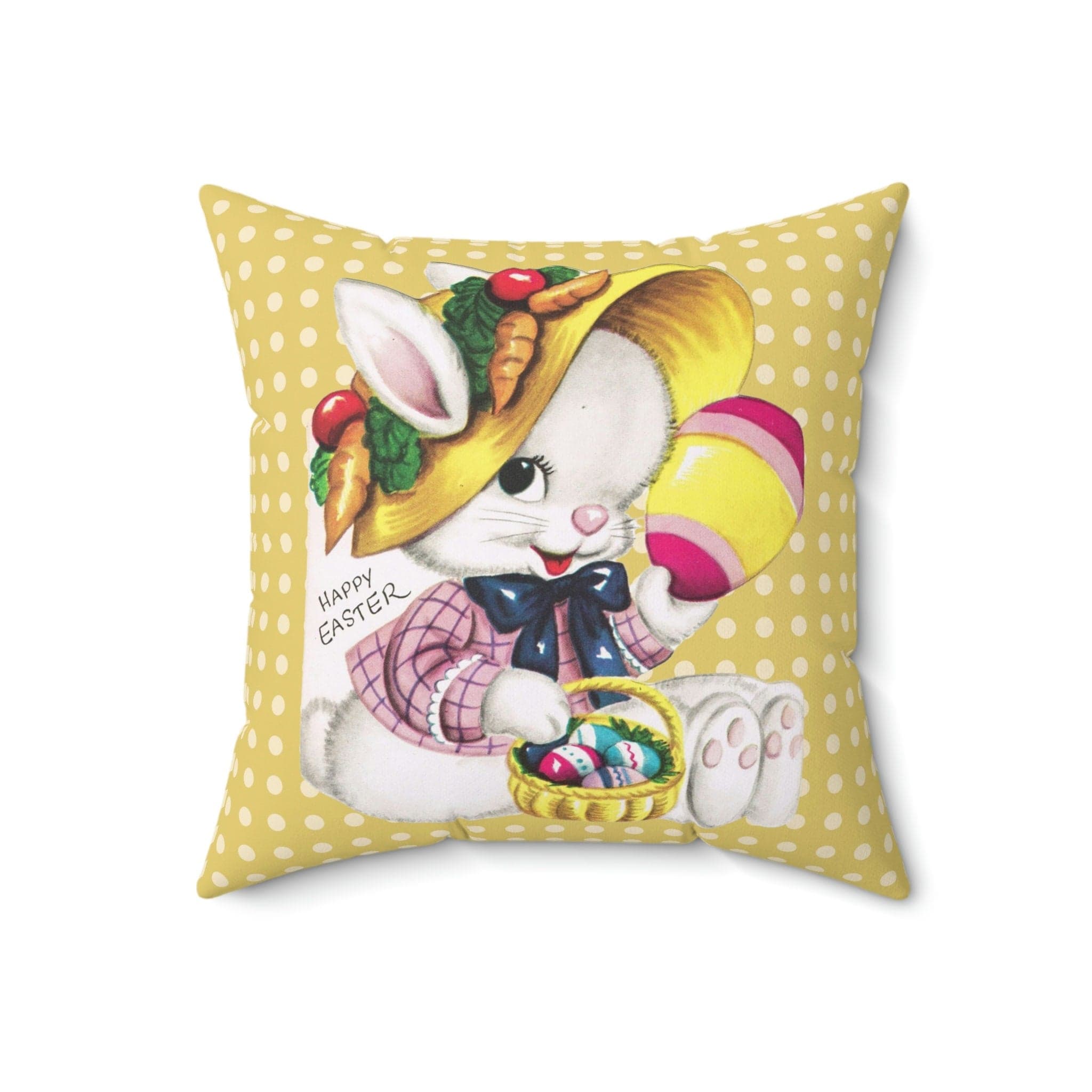 Kate McEnroe New York Vintage Bunny Rabbit Easter Card Inspired Throw Pillow CoverThrow Pillow Covers23977371707192860292