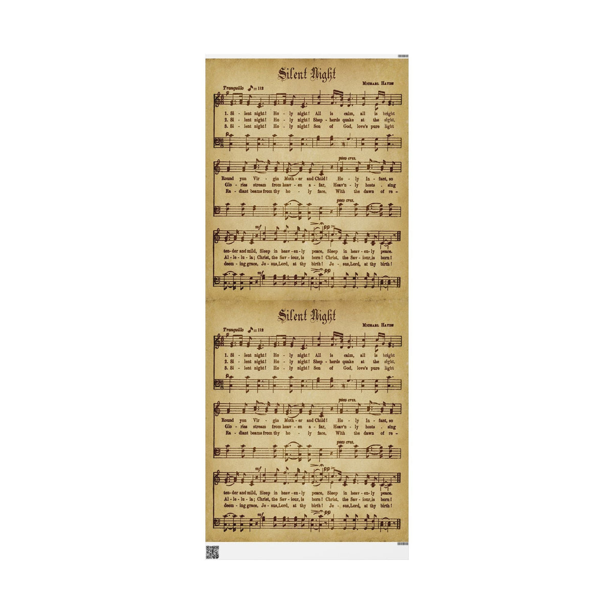 Kate McEnroe New York Vintage Christmas Carol Silent Night Sheet Music Gift WrapWrapping Paper30418604814907941548
