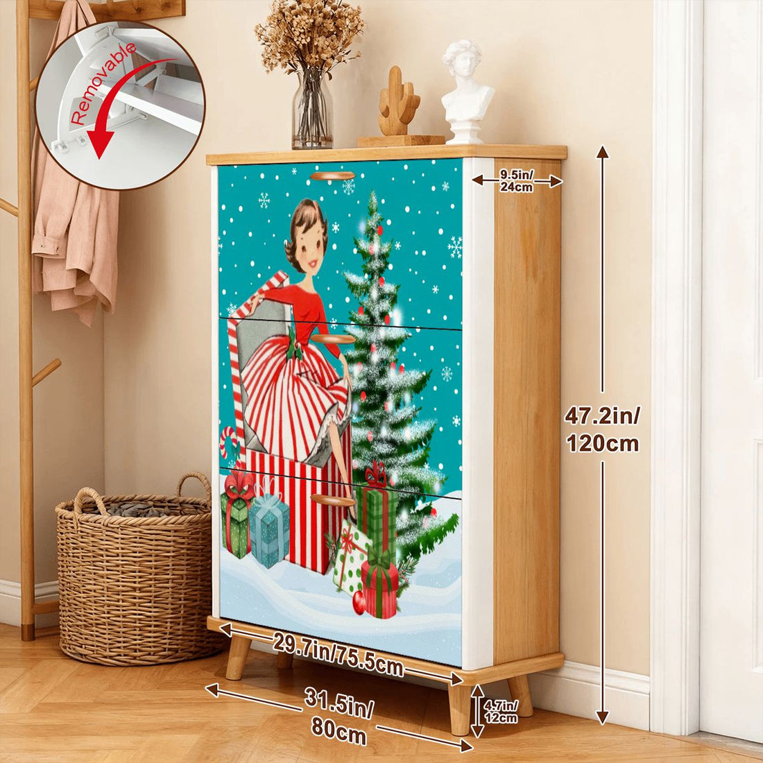Kate McEnroe New York Vintage Christmas Shoe Cabinet Mid Century Holiday Decor Storage RetroShoe StoragelQwQsQ3JmP
