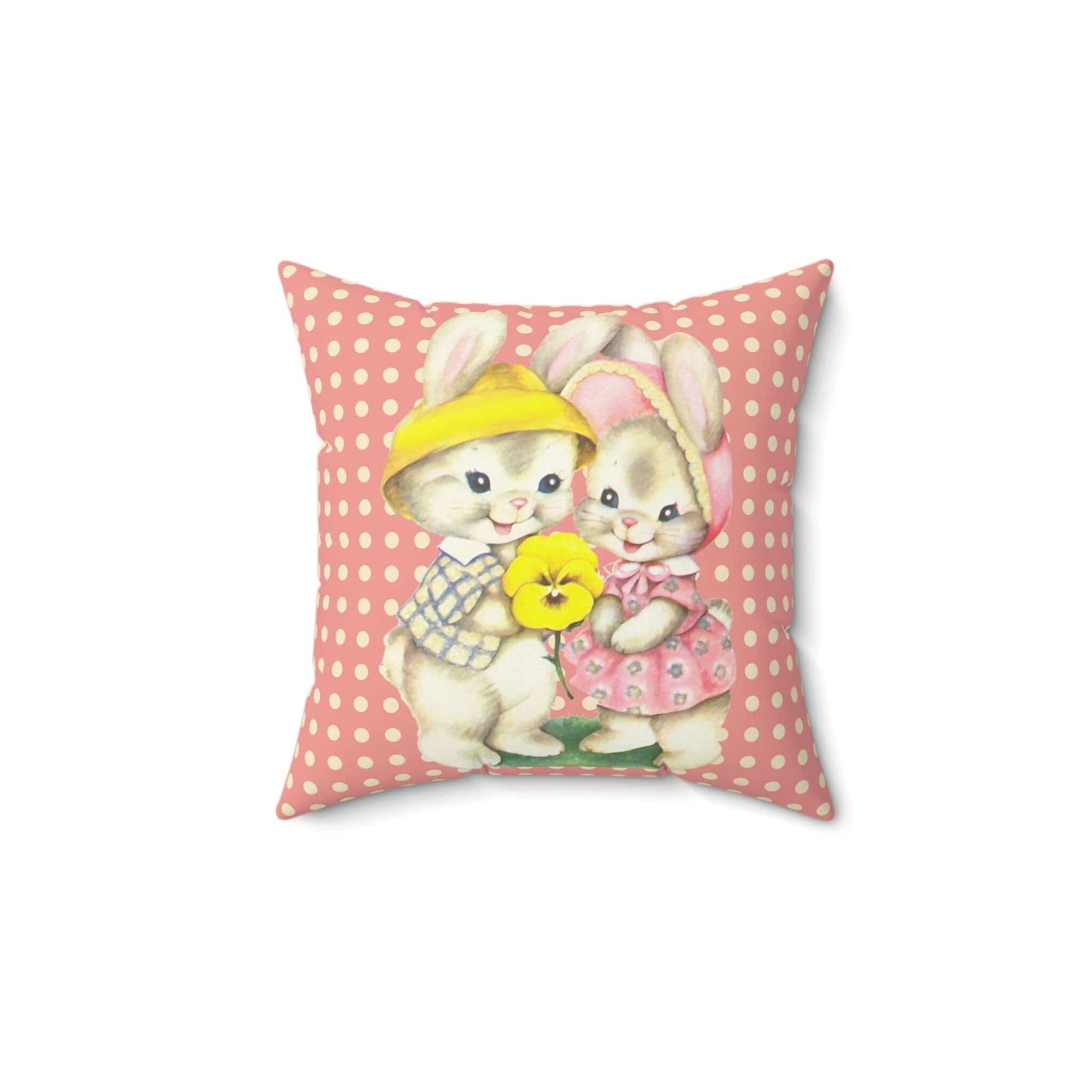 Kate McEnroe New York Vintage Easter Bunny Rabbits Throw Pillow Cover Throw Pillow Covers 16" × 16" 87719611068648803451