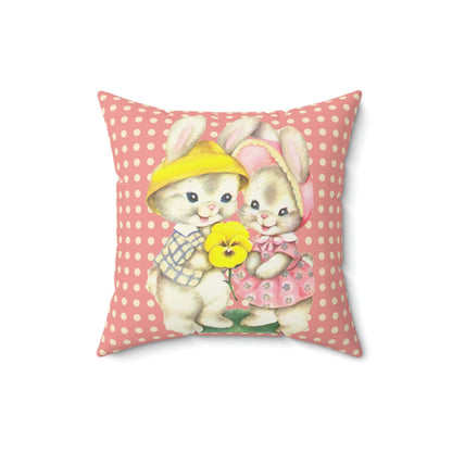 Kate McEnroe New York Vintage Easter Bunny Rabbits Throw Pillow Cover Throw Pillow Covers