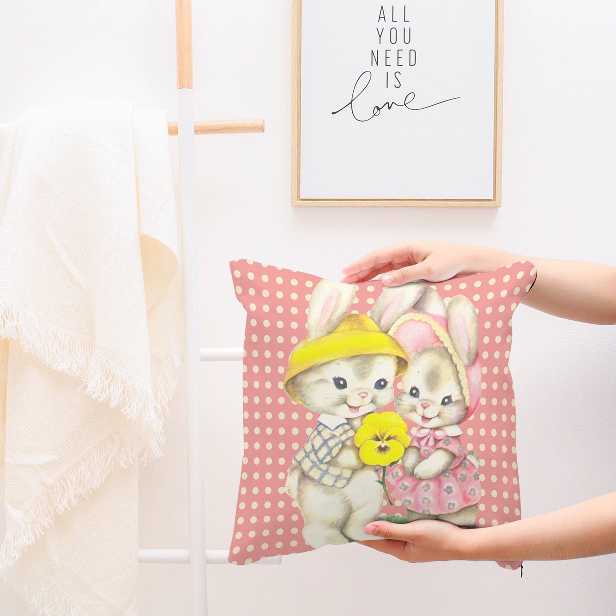 Kate McEnroe New York Vintage Easter Bunny Rabbits Throw Pillow CoverThrow Pillow Covers27379996249870318432