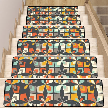 Kate McEnroe New York Vintage Geometric Abstract Floral Non - Slip Stair Tread, Mid Century Modern MatStair TreadsxHq6908qzk