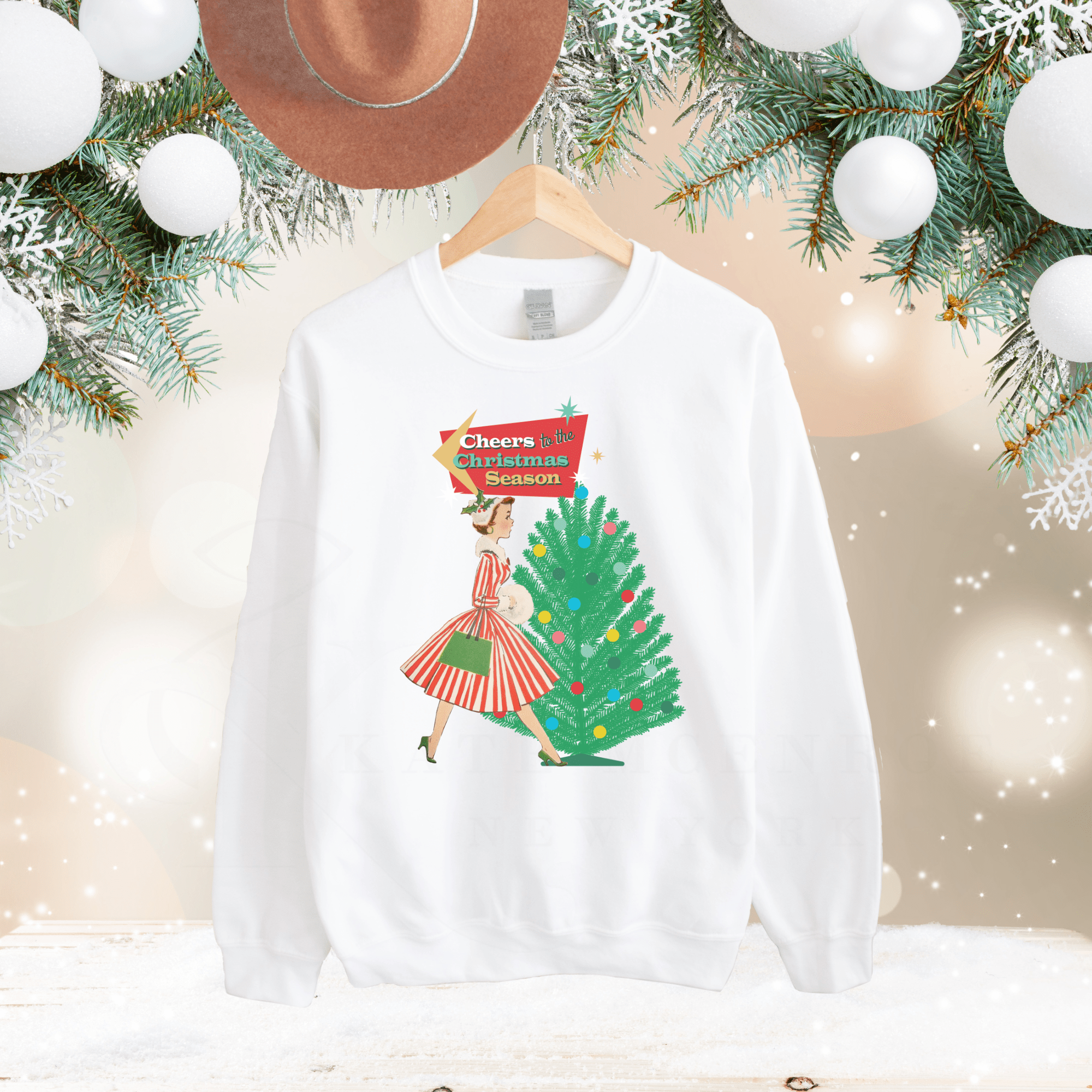 Kate McEnroe New York Vintage Holiday Cheer Sweatshirt, Retro 50s Kitsch Christmas PulloverSweatshirts25729081359694068491