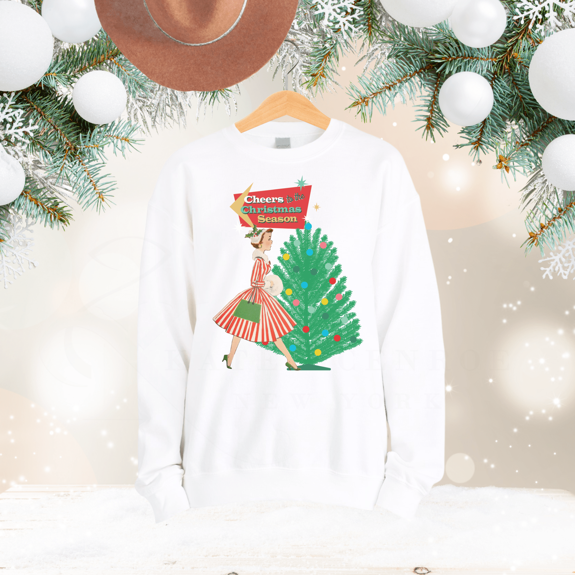 Kate McEnroe New York Vintage Holiday Cheer Sweatshirt, Retro 50s Kitsch Christmas PulloverSweatshirts25729081359694068491