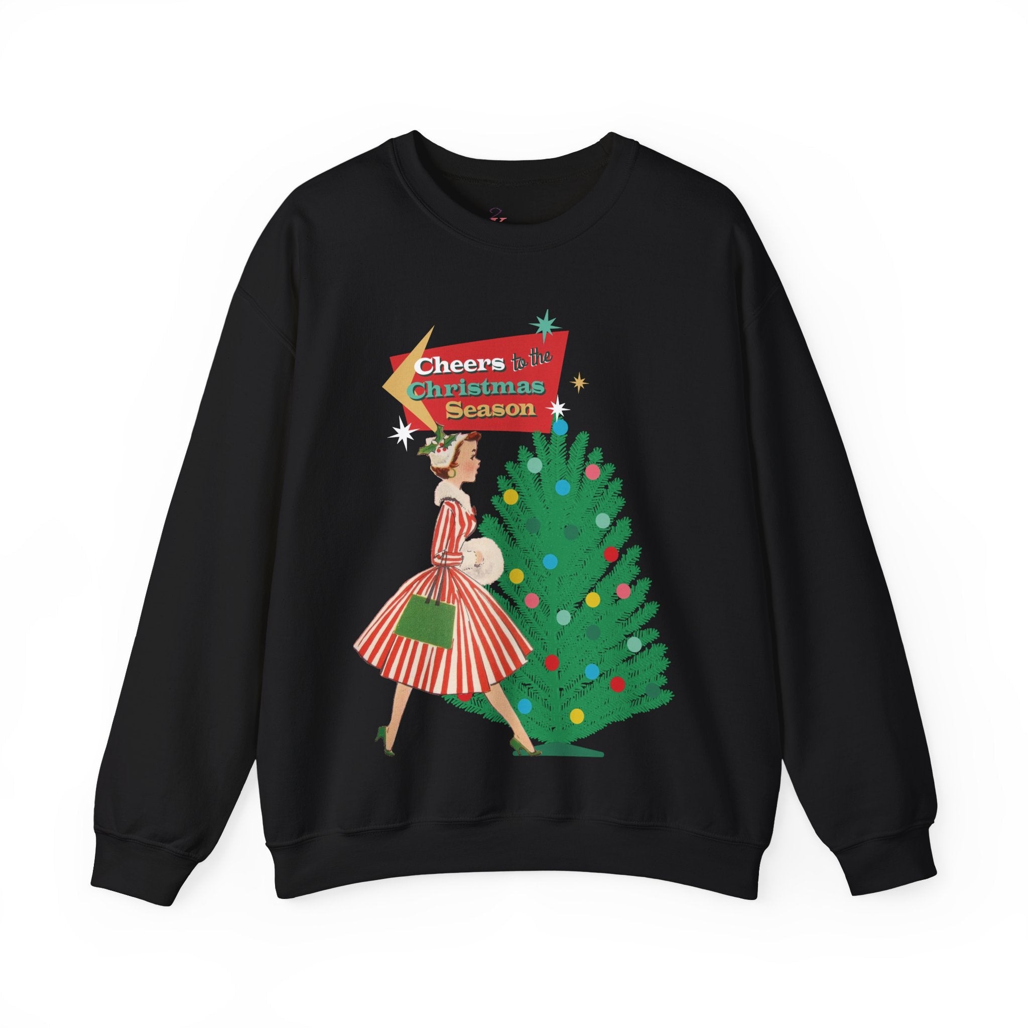 Kate McEnroe New York Vintage Holiday Cheer Sweatshirt, Retro 50s Kitsch Christmas PulloverSweatshirts31328324950144496991