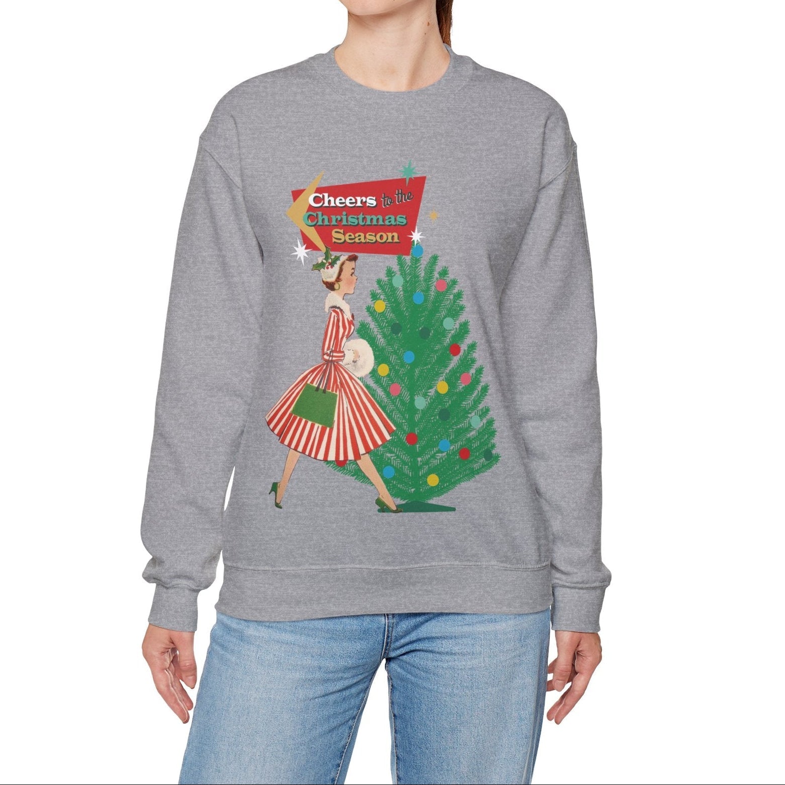 Kate McEnroe New York Vintage Holiday Cheer Sweatshirt, Retro 50s Kitsch Christmas PulloverSweatshirts33817042298769528194