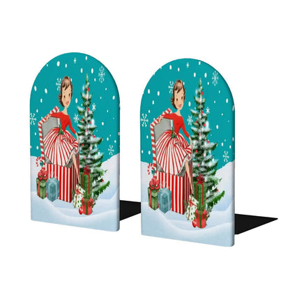 Kate McEnroe New York Vintage Kitsch Christmas Bookends 1950s Holiday Card Art RetroBookendsmAlpbPMHsBG