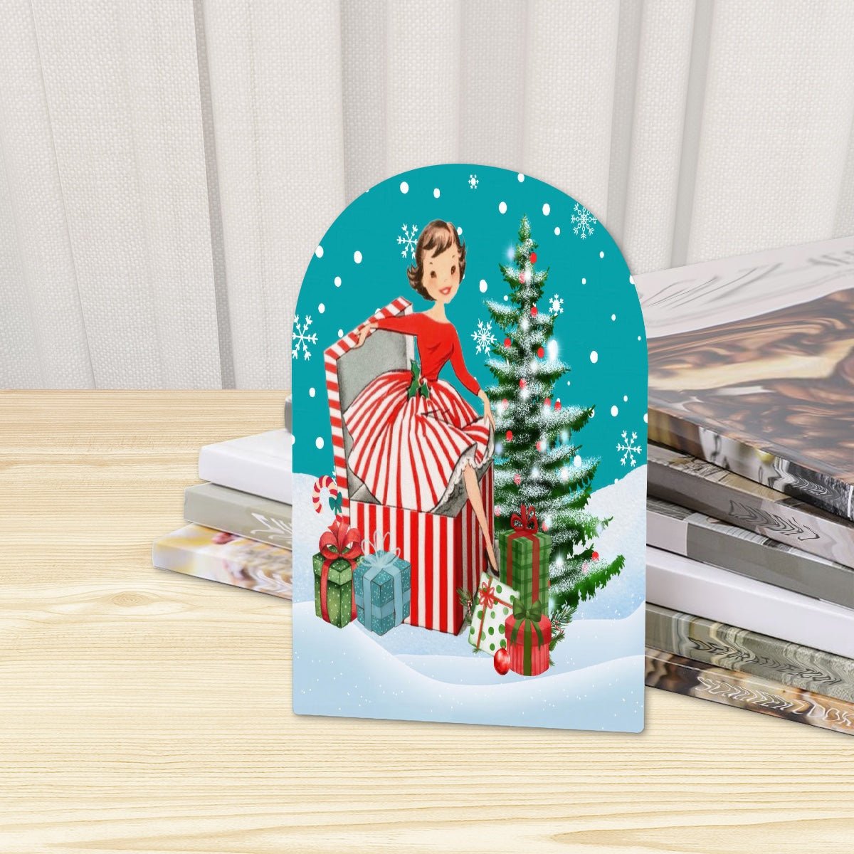 Kate McEnroe New York Vintage Kitsch Christmas Bookends 1950s Holiday Card Art RetroBookendsxE4r1L8Gt2