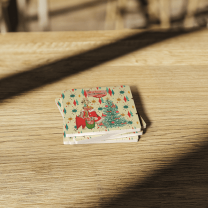 Kate McEnroe New York Vintage Kitsch Christmas Coasters, Mid Century Modern Holiday Soapstone Drink Set, Retro 50s Festive BarwareCoasters7021