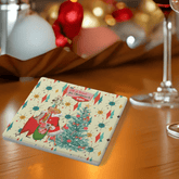 Kate McEnroe New York Vintage Kitsch Christmas Coasters, Mid Century Modern Holiday Soapstone Drink Set, Retro 50s Festive BarwareCoasters7021