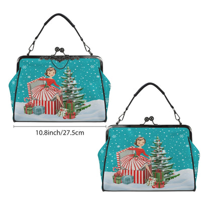 Kate McEnroe New York Vintage Kitsch Christmas Kisslock Purse, Retro Holiday Handbag, Mid Century Modern Winter BagCrossbody BagsD3197071