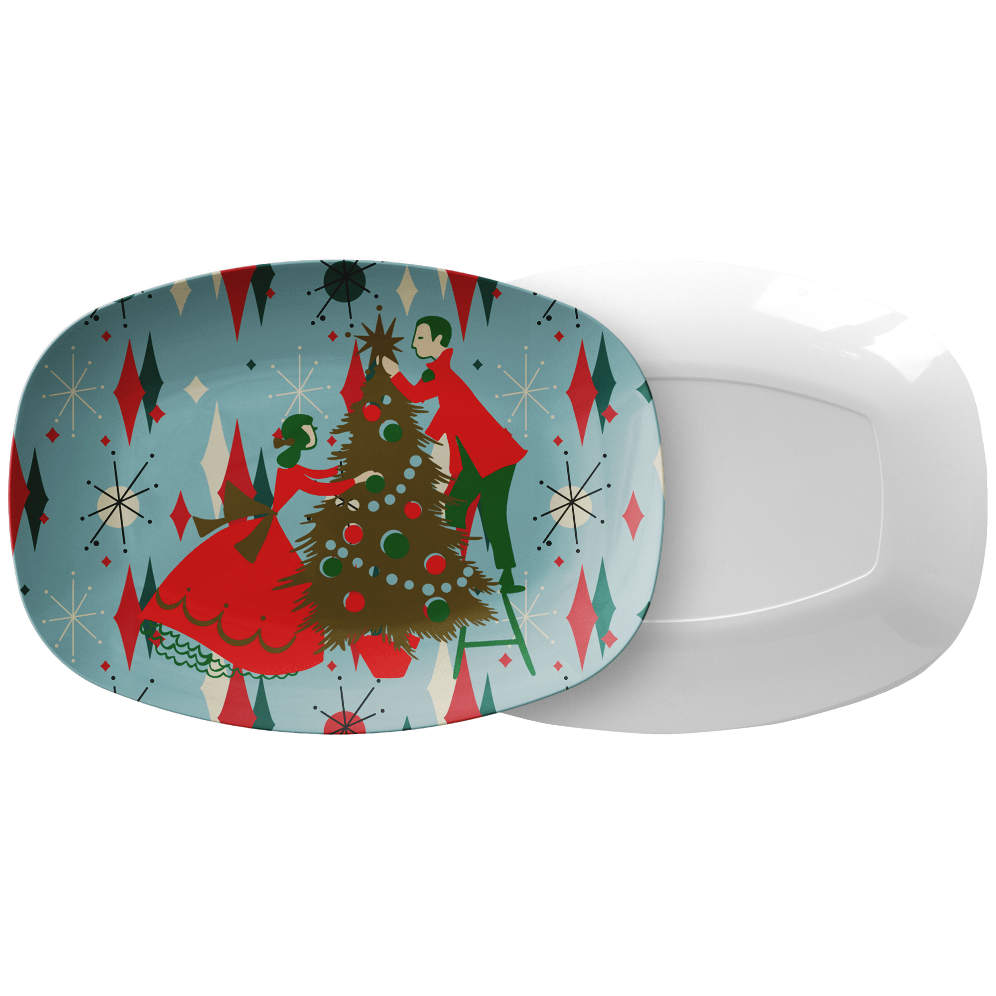 Kate McEnroe New York Vintage Kitsch Christmas Platter Mid Century Modern Holiday DinnerwareServing PlattersVKP - 003